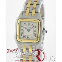 Cartier Panther In 2-tone Yellow Gold And Steel On Bracelet With White Dial