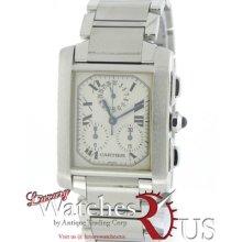 Cartier Tank Francaise Chronograph W51021q3 Stainless Steel White Dial 2303