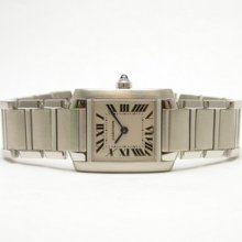 Cartier Tank Francaise Stainless Steel Ladies Watch Silver Grained Dial W51008q3