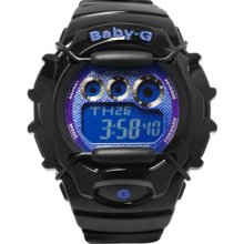 Casio Baby-g Bg1006sa-1 Glossy Black & Blue, Chrono, Dial Protector, Stopwatch