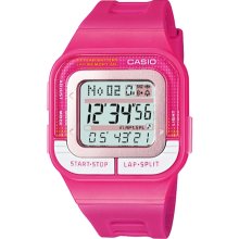 Casio Women's Core SDB100-4A Pink Resin Quartz Watch with Digital Dial