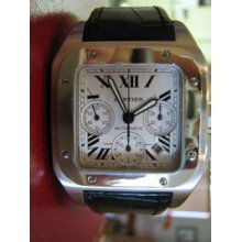 Certified Pre-Owned Cartier Santos 100 Chronograph Steel Watch W20090X8