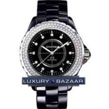 Chanel J12 Automatic 42mm (Black ceramic- Diamonds / Black-Diamonds / Black ceramic bracelet)