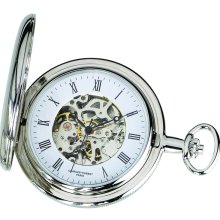 Charles Hubert Chrome-plated White Skeleton Dial Pocket Watch