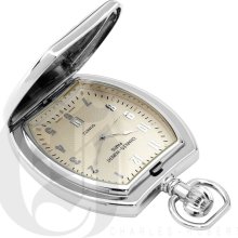 Charles Hubert Classic White Dial Gold and Chrome Plated Swiss Quartz Pocket Watch 3733