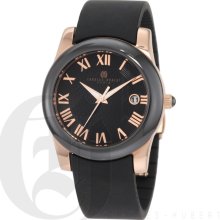 Charles-Hubert Women's Rose Gold-Plated Stainless Steel Black Ceramic Bezel Quartz Watch 6888-BRG