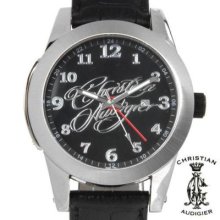 Christian Audigier Watch Black Magic Quartz Leath. $265