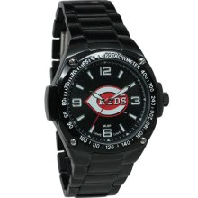 Cincy Reds wrist watch : Cincinnati Reds Stainless Steel Warrior Watch - Black