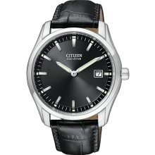 Citizen AU1040-08E Men's Eco Drive Black Dial Leather Strap Watch