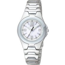 Citizen Eco-drive 50mladies Calendar Stainless Steel White Dial Watch Ew0320-56c