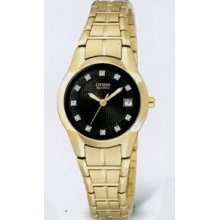 Citizen Eco Drive Ladies` Gold Dress Diamond Pairs Watch With 11 Diamonds