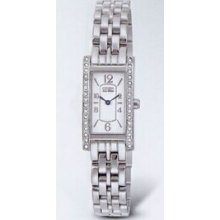 Citizen Eco Drive Ladies` Silver Silhouette Crystal Watch (21x14 Mm Case)