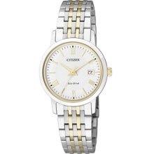 Citizen Eco-drive Ladies 2-tone Sapphire Crystal Made In Japan Watch Ew1584-59a