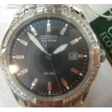 Citizen Eco-drive Men's Watch Quartz Diamond All Ssb Solar Power Original