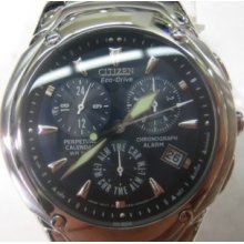 Citizen Eco-drive Men's Watch Chrono Perpetual Calendar All Stainless S Solar