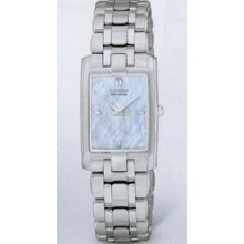 Citizen Eco Drive Silver Rectangular Dial Stiletto Watch With Mop Dial