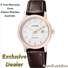 Citizen Eco Drive Watch Ew1563-08a Rose Gold Platted Made In Japan $299