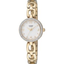 Citizen Ej6072-55a Women's Quartz Swarovski Crystal Bezel Gold Tone Steel Watch