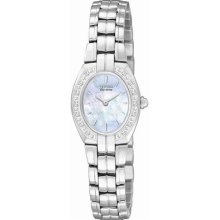 Citizen Ew9910-53y Women's Diamond Accented Silhoutte Mother Of Pearl Dial Watch