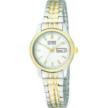 Citizen Ladies wrist watches: 2-Tone Steel Flexible Band ew3154-90a