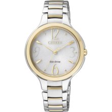 Citizen Lady Solar Sapphire Dress White Gold Watch Ep5994-59a Made In Japan