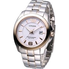 Citizen Men Eco-drive Sapphire Perpetual Watch Whiet Gold Bl1248-57a Japan