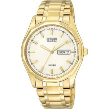 Citizen Mens Eco-Drive Champagne Dial Gold Toned Watch