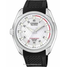 Citizen Mens Eco-Drive Titanium Golf White/Gray Dial Black BM7120-01A