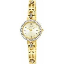 Citizen Womens $250 Eco-drive Gold, Crystals Dress Watch Silhouette Ew8462-58p