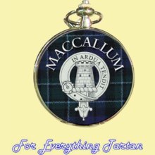 Clan MacCallum Tartan Clan Crest Silver Plated Mens Pocket Watch - Multi-Colored - Silver Plated