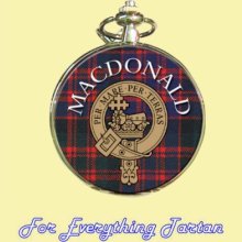 Clan MacDonald Tartan Clan Crest Silver Plated Mens Pocket Watch - Multi-Colored - Wool