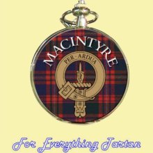 Clan MacIntyre Tartan Clan Crest Silver Plated Mens Pocket Watch - Multi-Colored - Silver Plated