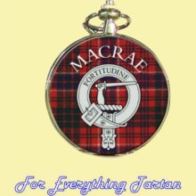 Clan MacRae Tartan Clan Crest Silver Plated Mens Pocket Watch - Multi-color - Wool