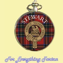 Clan Stewart Tartan Clan Crest Silver Plated Mens Pocket Watch - Multi-color - Wool