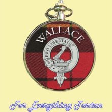 Clan Wallace Tartan Clan Crest Silver Plated Mens Pocket Watch - Multi-Colored - Wool