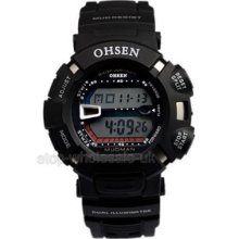 Classics Multifunction Alarm 7 Color Function Digital Sport Wristwatch Black