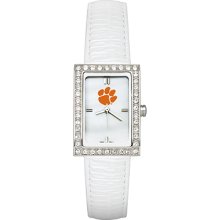 Clemson University Ladies Allure Watch White Leather Strap