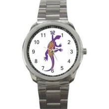 Colored Tattoo Unisex Silver-Tone Sports Metal Watch 44