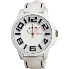 Crayo Unisex Horizon Analog Stainless Watch - White Rubber Strap - White Dial - CRACR0101