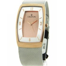 Croton Men's Mesh Stainless Steel Two-Tone Rose Gold Dress Watch ...