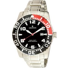 Croton Watches Men's Aquamatic Black Dial Black/Red Bezel Stainless St