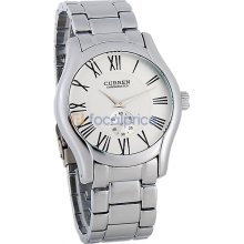 CURREN 8061 Round Dial Stainless Steel Bracelet Analog Watch (White)