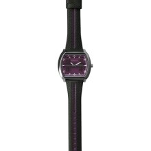 Dakota Watches Black Leather Purple 6025-1 Cut Edge Leather Men'S