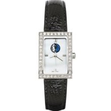 DALLAS MAVERICKS LADIES ALLURE WATCH BLACK LEATHER STRAP