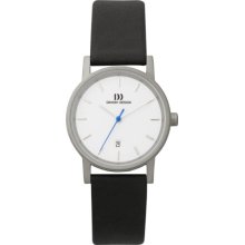 Danish Design Women's Quartz Watch With White Dial Analogue Display And Black Leather Strap Dz120002