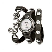 Dark Gray CZ Stud Love Wrap Watch