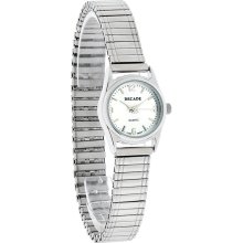 Decade Ladies Silver Tone Dial Expansion Stretch Bracelet Quartz Watch 23228