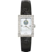 DENVER NUGGETS LADIES ALLURE WATCH BLACK LEATHER STRAP