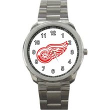 Detroit Red Wings Ice Hockey Team Logo Sport Metal Watch