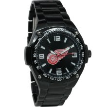 Detroit RedWing wrist watch : Detroit Red Wings Stainless Steel Warrior Watch - Black